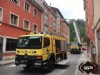 Efectivos en el incendio urbano de Sotrondio.