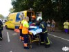 Bomberos en el accidente de trfico en la N-634 en Cangas de Ons.