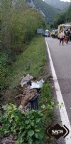 Bomberos de Cangas de Ons en el accidente de trfico en Amieva.