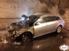 Vehculo afectado por el incendio en el tnel de Cadaval en Riao, Langreo.