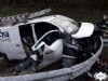 Bomberos en el lugar del accidente en la A-8 en Valds.