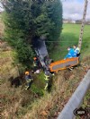 Bomberos de La Morgal en el accidente de trfico en Venta la Salve, en Siero.