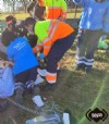 Bomberos y personal sanitario en Siero.