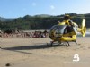 El helicóptero de Bomberos de Asturias en el arenal