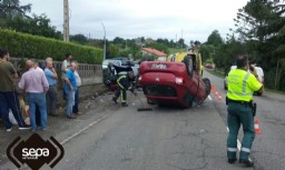 Bomberos de Villaviciosa en el accidente de San Justo.