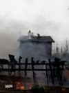 Bomberos en el incendio de Fozana, Siero.