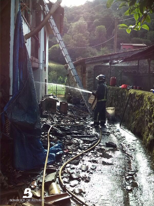 Los bomberos trabajando en la extincin