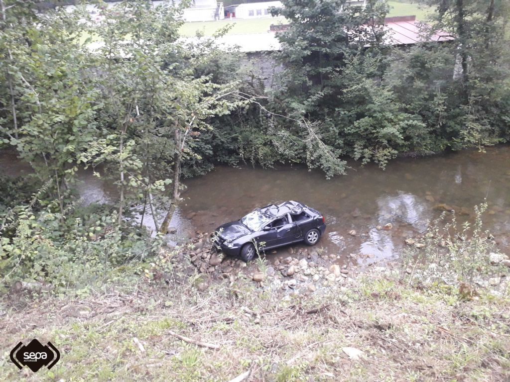 Estado del vehculo tras caer siete metros al ro