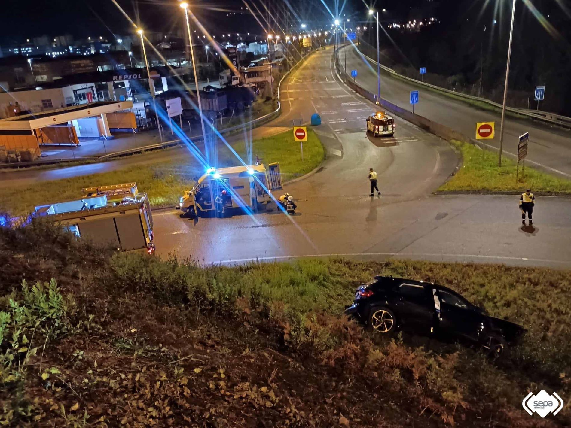 Lugar del accidente en Ria�o, Langreo.